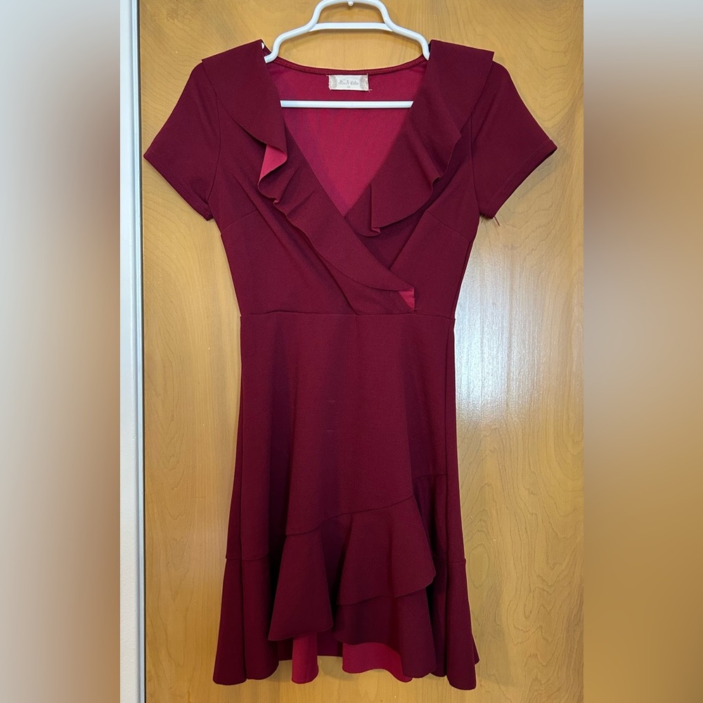 Altar’d State maroon colored ruffle dress size XS